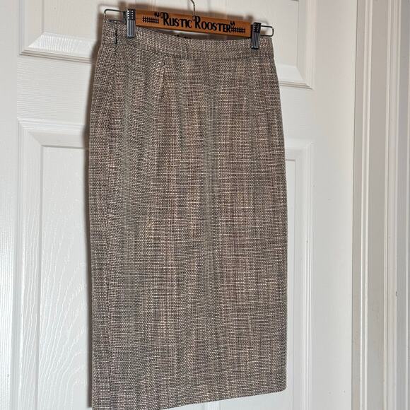 Womens Vtg Newport News Brown Tweed Pencil Skirt Career Size 2 - Picture 6 of 6